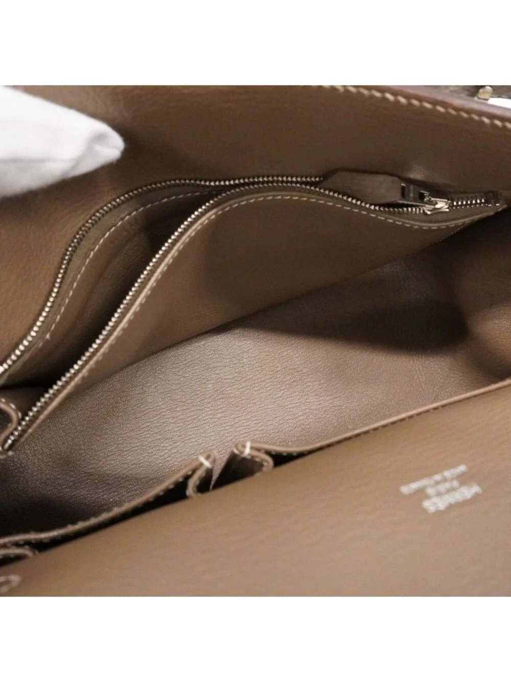 Hermes Shoulder Bag Gipsiere 28 Taurillon Clemence Etoupe Silver